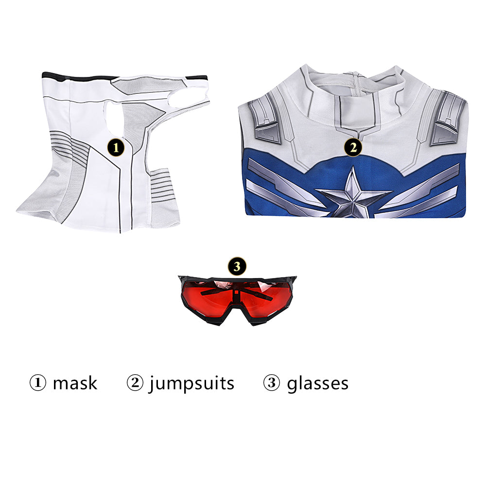 COSKEYFM Captain America Costume bodysuit Halloween Captain America Costume Jumpsuit