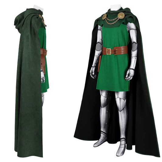 COSKEYFM Mens Doctor Doom Costume Outfit with Cape Mask Halloween Doctor Doom Costume