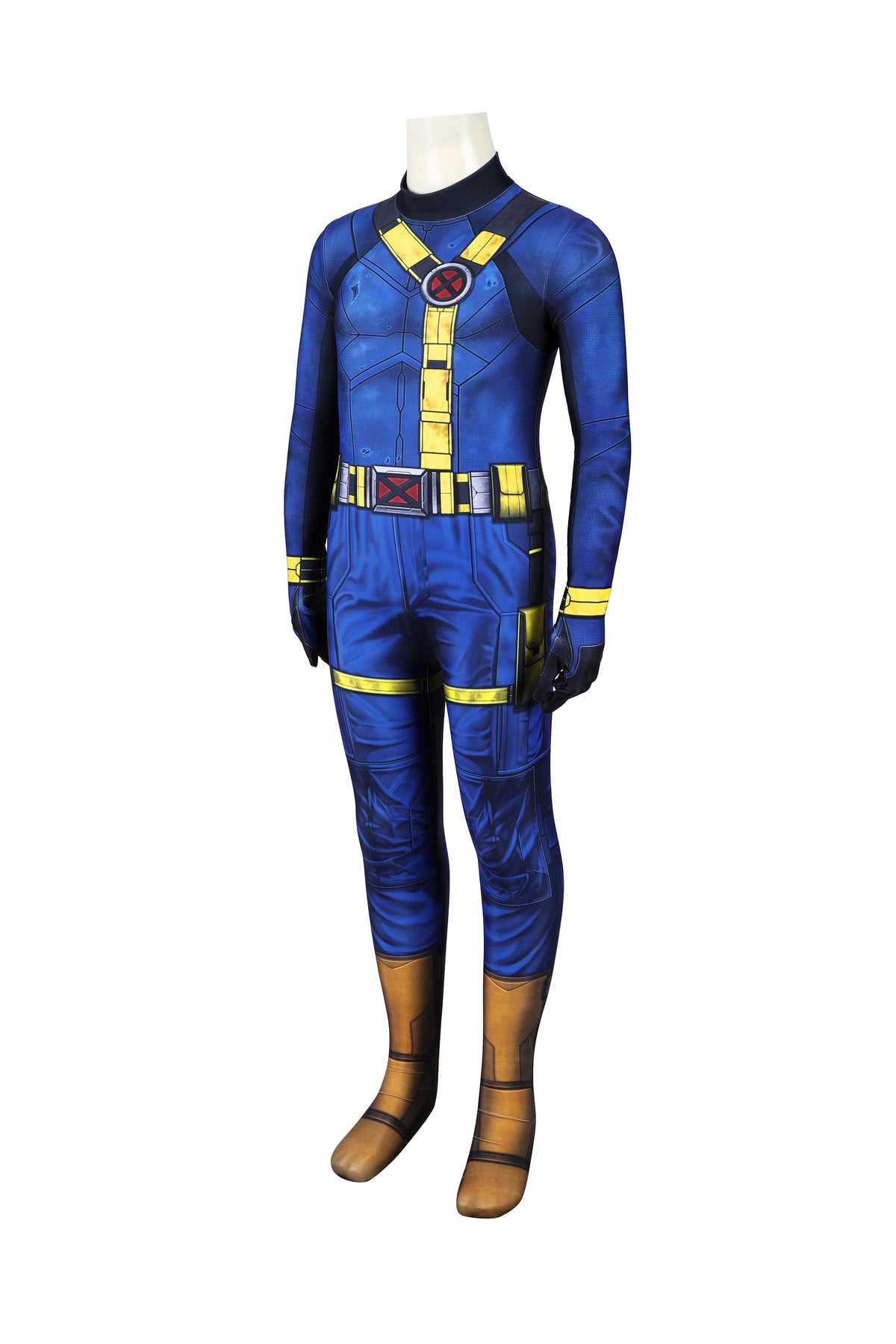 COSKEYFM Kid Scott Summers Cosplay Jumpsuit with Eye Mask 3D Print Avengers 5 Doomsday Cyclops Kids Costume,