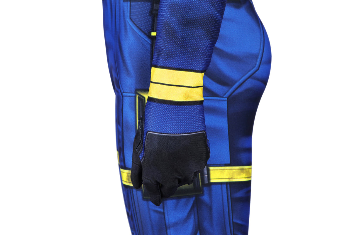 COSKEYFM Kid Scott Summers Cosplay Jumpsuit with Eye Mask 3D Print Avengers 5 Doomsday Cyclops Kids Costume,
