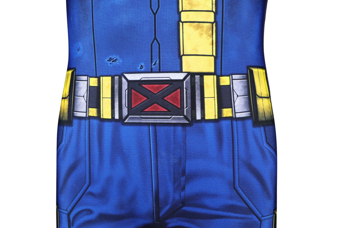COSKEYFM Kid Scott Summers Cosplay Jumpsuit with Eye Mask 3D Print Avengers 5 Doomsday Cyclops Kids Costume,