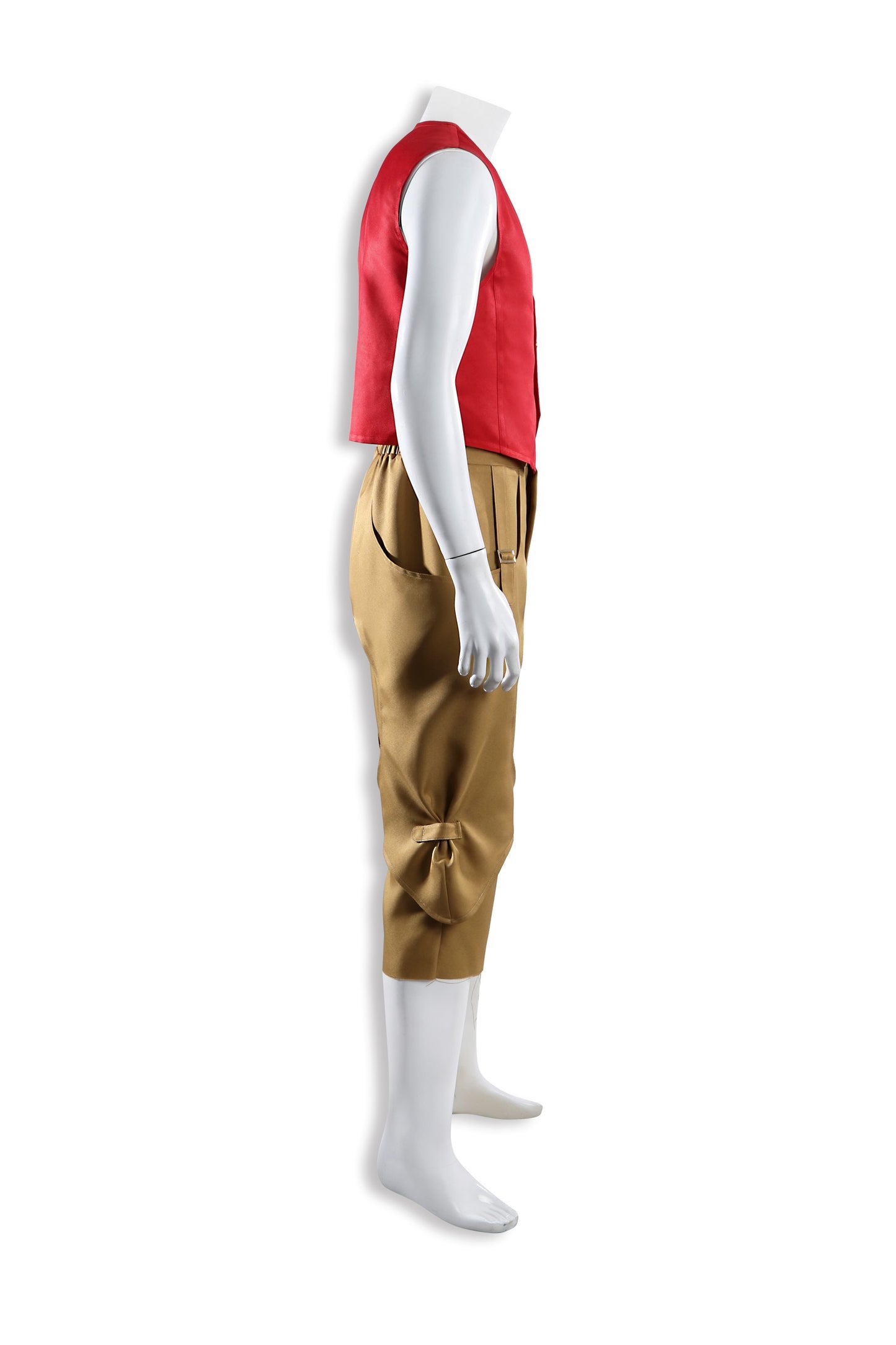 COSKEYFM Monkey D. Luffy Cosplay Costume - One Piece Live Action Straw Hat Outfit for Adults | Red Vest & Khaki Pants Set with Straw Hat | Authentic Anime Cosplay for Halloween & Comic Con