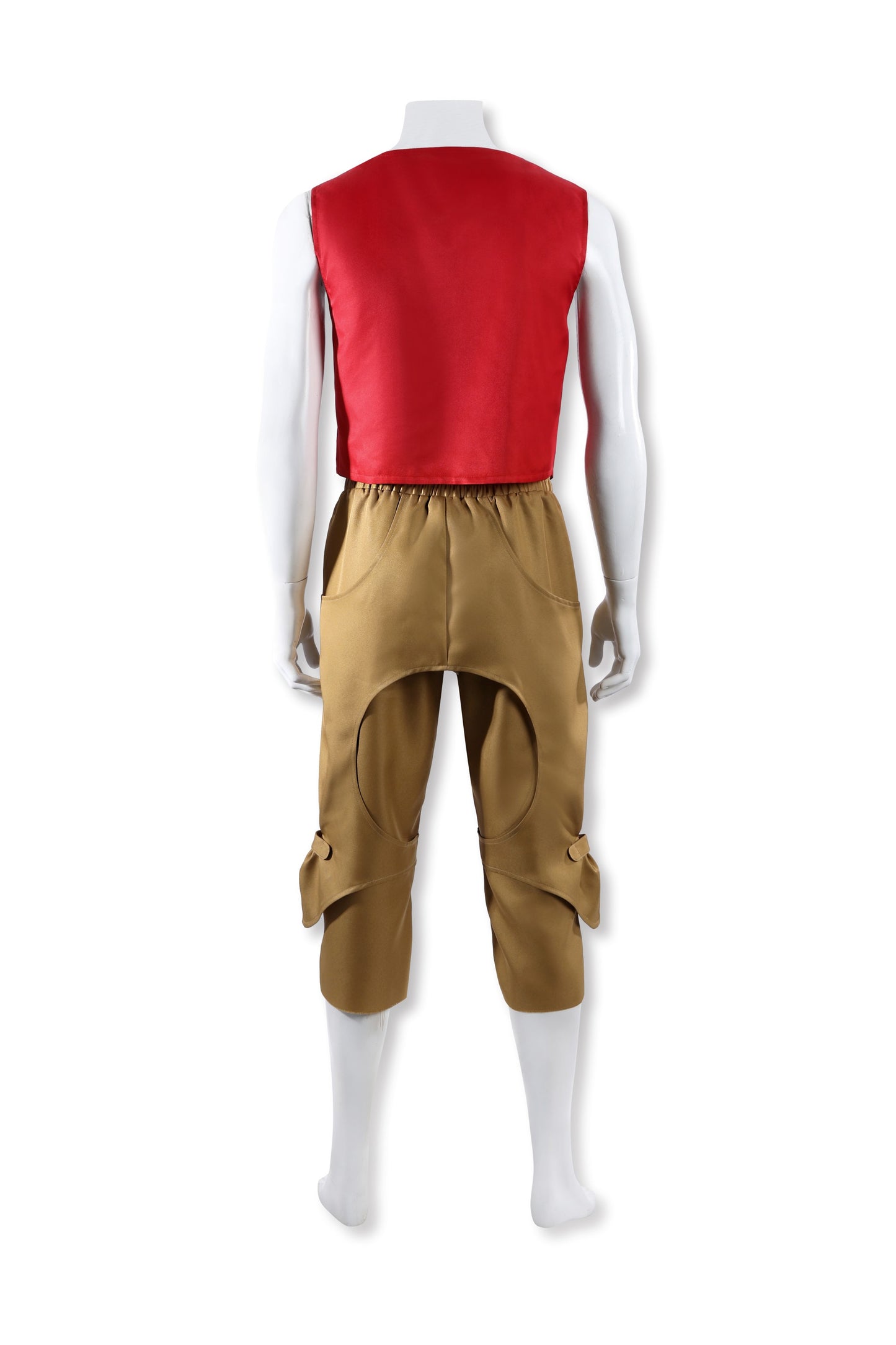 COSKEYFM Monkey D. Luffy Cosplay Costume - One Piece Live Action Straw Hat Outfit for Adults | Red Vest & Khaki Pants Set with Straw Hat | Authentic Anime Cosplay for Halloween & Comic Con