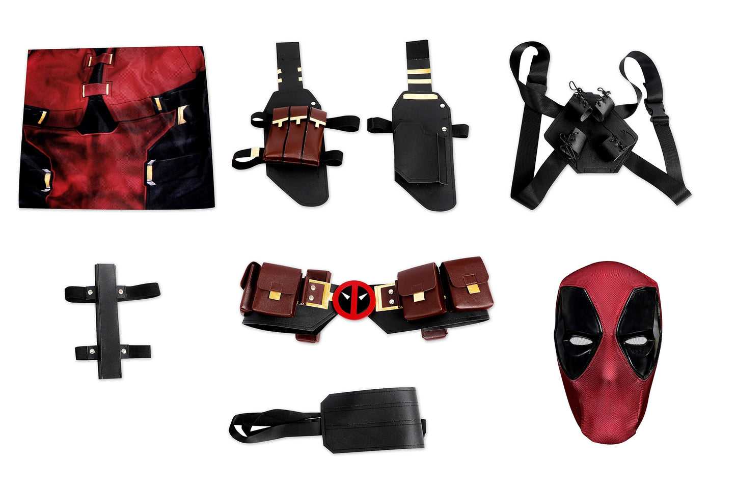 COSKEYFM Deadpool Costume Outfit with Accessories Wade Wilson Cosplay Costume Full Jumpsuit Set