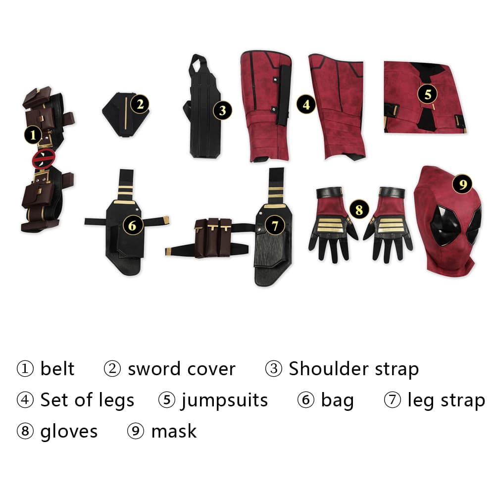 COSKEYFM Deadpool Costume Outfit with Mask Deadpool 3 Wade Wilson Costume