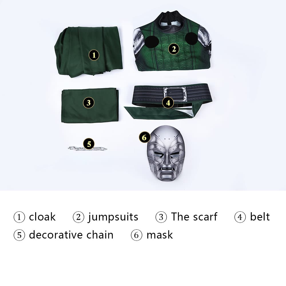COSKEYFM Doctor Doom Costume Outfit 3D Print Avengers 5 Doomsday Cosplay Outfit