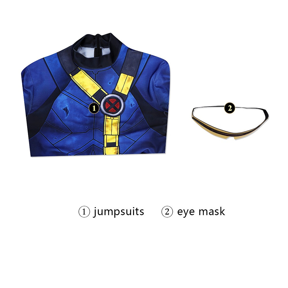 COSKEYFM Cyclops Costume 3D Printed Jumpsuit Halloween Avengers 5 Doomsday Costume