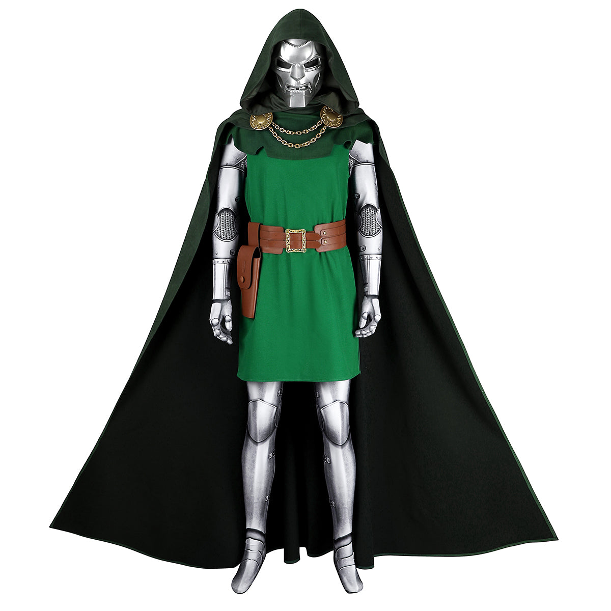COSKEYFM Mens Doctor Doom Costume Outfit with Cape Mask Halloween Doctor Doom Costume