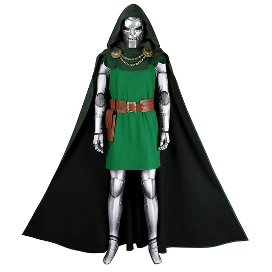 COSKEYFM Mens Doctor Doom Costume Outfit with Cape Mask Halloween Doctor Doom Costume