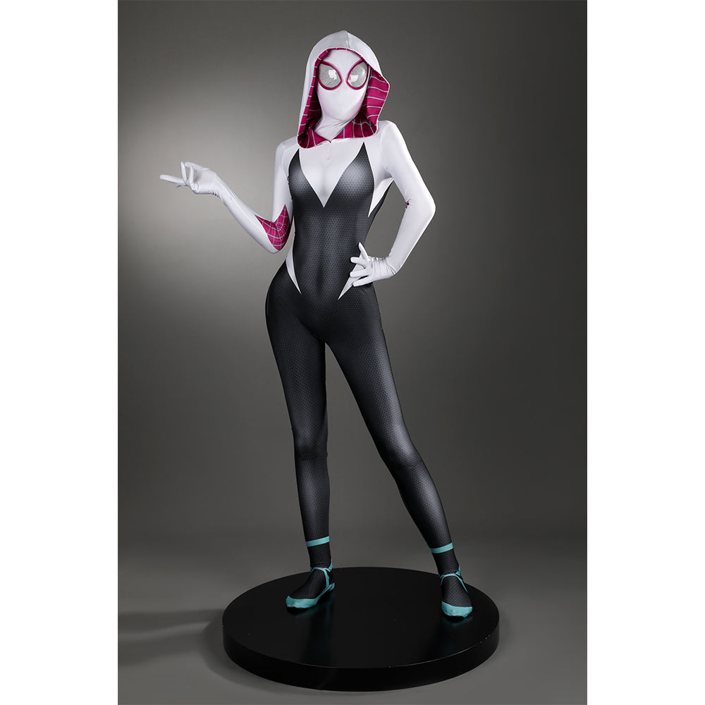 COSKEYFM Spider Gwen Costume Spider-Verse Ghost Spider Adult Full Bodysuit