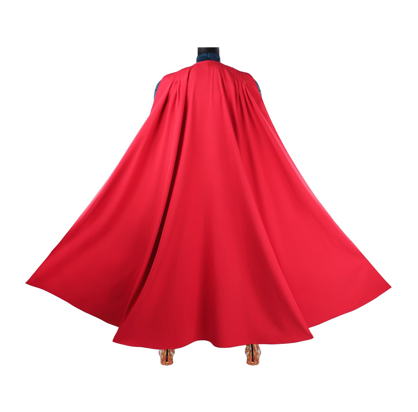 COSKEYFM Absolute Superman Cosplay Jumpsuit with Red Cape, Adult Men Superhero Halloween Party Full Set Outfit