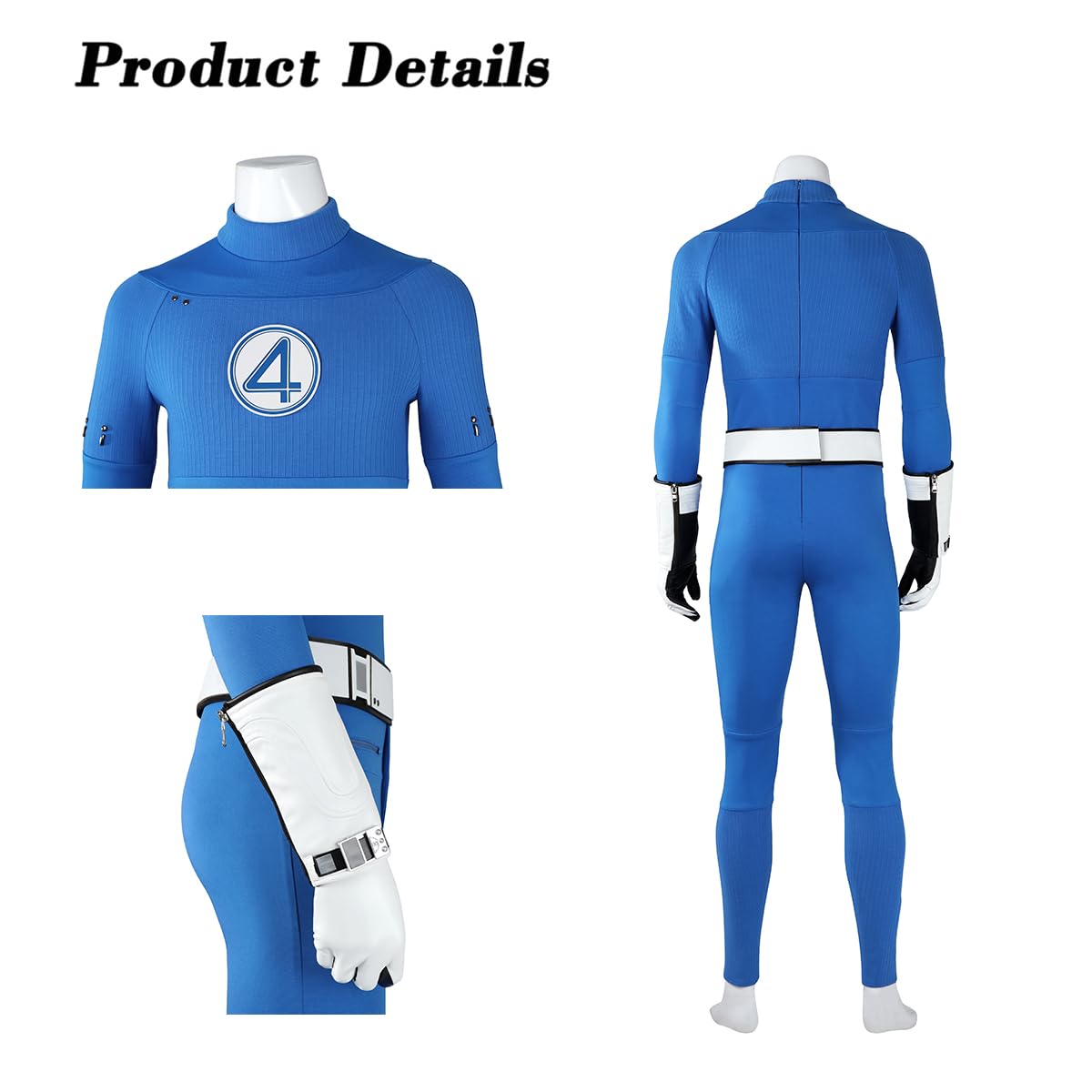 COSKEYFM Mens Reed Richards Costume Outfit Halloween Mister Fantastic Costume
