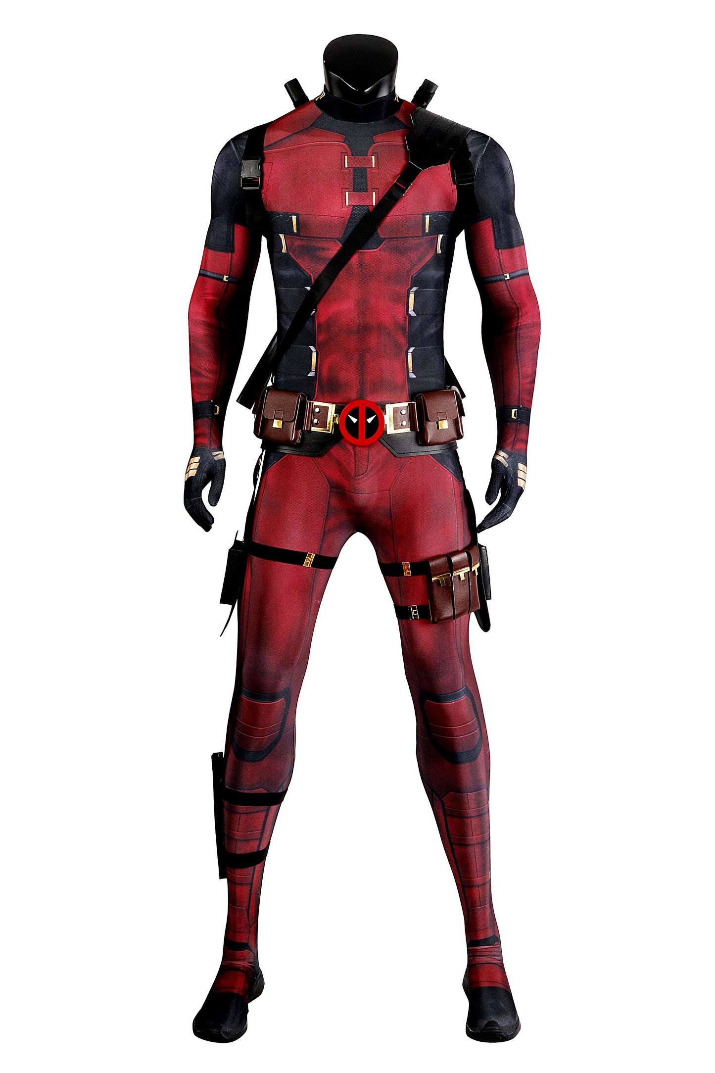 COSKEYFM Deadpool Costume Outfit with Accessories Wade Wilson Cosplay Costume Full Jumpsuit Set