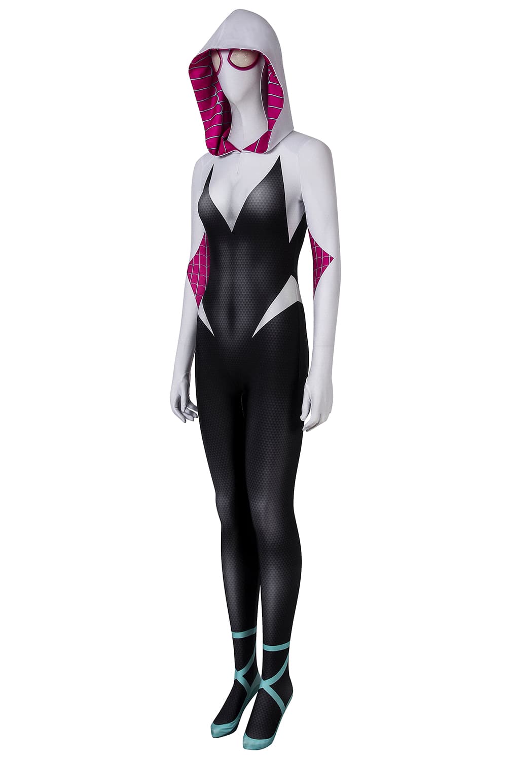 COSKEYFM Spider Gwen Costume Spider-Verse Ghost Spider Adult Full Bodysuit